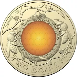 Australia 2022 Aluminio-Bronce 2 Dólares. Abeja melífera. Isabel II. UNC. KM# 4364 - Imagen 1 de 2
