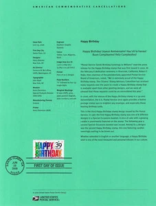 #0635 39c Happy Birthday #4079 USPS Souvenir Page - Picture 1 of 1