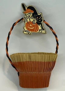 Vintage Halloween Party Krepp Papier Nuss Tasse Stanzpapier Katze Junge Kürbis Schnitzer - Bild 1 von 13