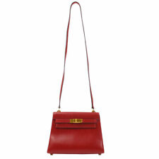 HERMES KELLY 20 SELLIER Shoulder Bag V R31 Rouge Vif Box Calf Vintage 81332