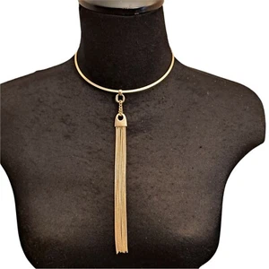 Guess Los Angeles Goldtone Tasseled Choker Necklace NWT - Picture 1 of 4