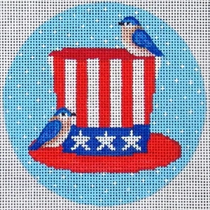 Needlepoint Handpainted Christmas Amanda Lawford Uncle Sam 4" - Picture 1 of 1
