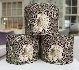 Morris & Co Floral Sanderson Pimpernel Fabric Lamp Shade Aubergine Olive Leaves - Picture 1 of 13