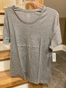 Old Navy NWT Size XXL Mid-Weight Gray Fitted Short Sleeve Scoop-Neck T-Shirt - Picture 1 of 5