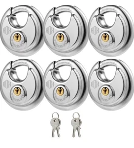 70MM DISC PADLOCK SHACKLE STAINLESS STEEL 2 KEYS WATERPROOF HARDENED SHACKLE - Picture 1 of 7