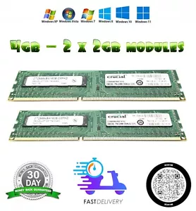 KIT 4GB (2x2GB) CT25664BA160B Crucial 2GB PC3-12800 DDR3-1600MHz non-ECC Memory - Picture 1 of 1