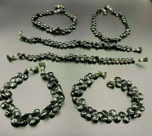 Lot Jewelry Onyx Faceted Drop Briolette Shape Gems Stone Beads Strands - Picture 1 of 9