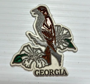 Vintage Collectable Rubber Refrigerator Magnet GEORGIA State Bird & Flower - Picture 1 of 2