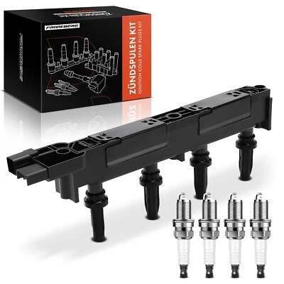 1x Bobine D'Allumage + 4x Bougie pour Peugeot 206 Citroën C4 C5 Jumpy Fiat - Photo 1/4