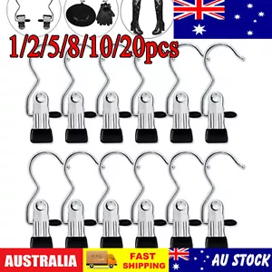 Stainless Steel Single Hook Clip Laundry Trouser Pants Dress Hanger Clip AU - Picture 1 of 15