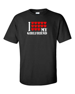 PERSONALISIERTES T-SHIRT I LOVE MY GIRLFRIEND / BOYFRIEND UNISEX Erwachsene Valentinstag - Bild 1 von 5