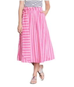 Boden Size 14 Kiera Midi Skirt Party Pink White Stripe NWT Fashion Tie Waist - Picture 1 of 6