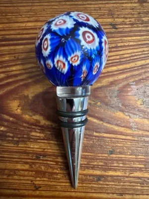 Винтажная пробка для бутылки винного ликера Murano Italy Millefiori 4 дюйма - Изображение 1 из 4