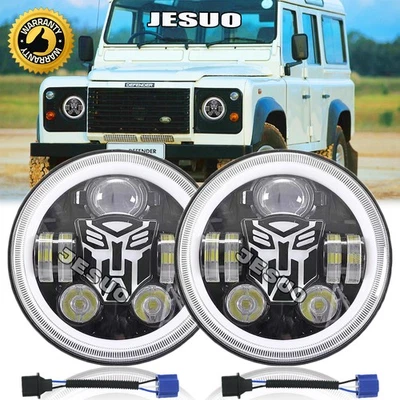 Pair 7 inch LED Round Headlights HI/LO For Land Rover Defender 110 90 Rover Foto 1 de 4