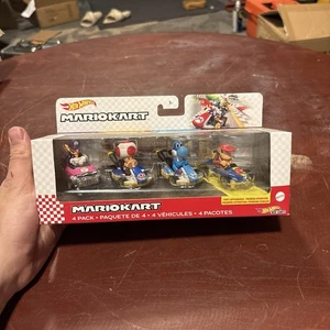 HOT WHEELS Mario Kart 4 Pack - Waluigi, Toad, Blue Yoshi, Diddy Kong - NEU! - Bild 1 von 5