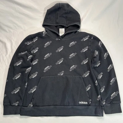 Adidas Sudadera con Capucha Logo Blanco y Negro 14/16 Sudadera Suéter Pullover Foto 1 de 4