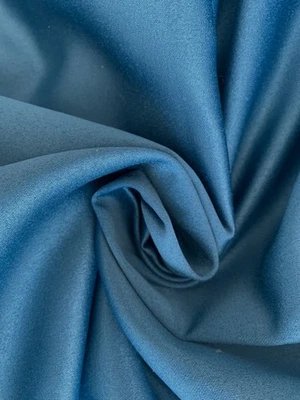 4 meters of Blue Sateen designer upholstery fabric end of bolt.  - Image 1 of 2