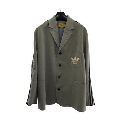 GUCCI adidas collaboration 721097 tailored jacket jacket Gray white wool GG - Image 1 of 4