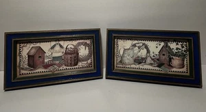 Rustic Primitive Framed Angel Prints Set of 2 - Picture 1 of 3