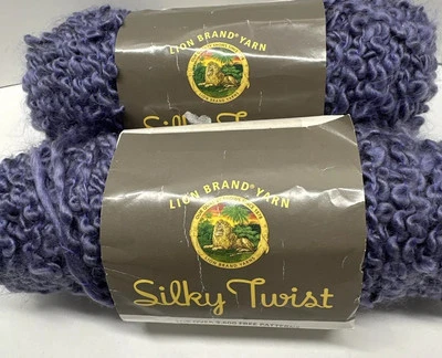 Lion Brand Yarn Silky Twist Skein Hyacinth Purple Super Bulky Boucl Acrylic USA - Image 1 of 4