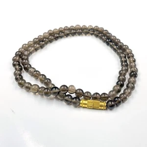 Genuine Smoky Quartz Beaded Necklace: 5mm Roundel Gemstone Handmade Thanksgiving - Picture 1 of 6