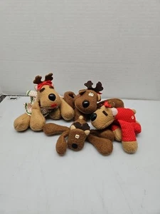 4 Hallmark Reindeer Christmas Bean Bag Plush Stuffed Animal Doll Toy - Picture 1 of 12
