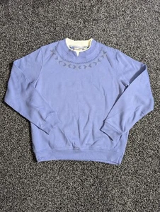 Grandma Sweater Medium Womens Purple Embroidered Double Layer Fair Isle - Picture 1 of 8