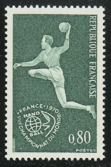 法国 1970 年全新邮票 Mi 1699 Sc 1265 场地球游戏,手球 ** — 第 1/1 张图片