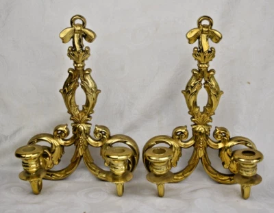 Винтажный Homco золото украшенный цветочный стены двойной подсвечник Burwood 3355A 2 комплект - Изображение 1 из 4