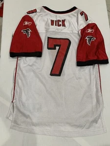 VTG Reebok NFL Equipment Jersey Sz L Vick #7 Atlanta Falcons Football 90s Teens - Picture 1 of 6