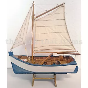 KUTTER MODELL FISCHKUTTER KRABBENKUTTER SEGELBOOT STANDMODELL BLAU 34 CM SY12 - Bild 1 von 5