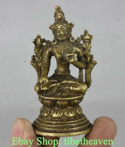 2.6" Antiguo Tíbet Bronce Budismo Blanco Tara Espíritu de Compasión Diosa Estatua - Imagen 1 de 8