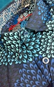 Camicia uomo Robert Graham S manica lunga abbottonata nuova con etichetta astratta floreale Classicf - Foto 1 di 12