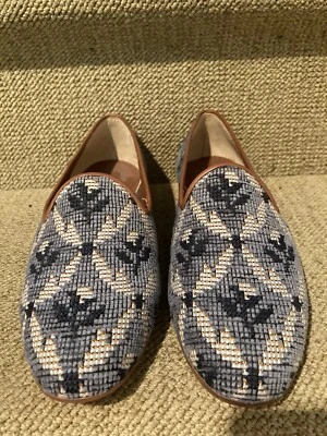 NUEVO ZALO Tapiz Plano Zapatilla Zapato Cuero Borde Talla 8.0 Mediano NUEVO Súper Foto 1 de 4