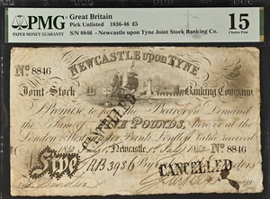 £5 Banknote Newcastle Upon Tyne Joint Stock Bank 1840 Großbritannien PMG 15 Provincial - Bild 1 von 2