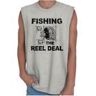 Fishing Is Reel Deal Funny Fisherman Gift Casual Tank Tops Tee Shirts for Men