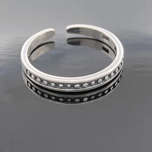 Sterling Silver Toe Foot Open Ring for Women 925 Thin Beaded Band Adjustable USA - Picture 1 of 5