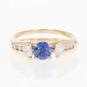 .75ctw Lab-Created Sapphire and Diamond Wedding Set 14k Yellow Gold Size 5.75 - Picture 1 of 7