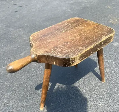 Vintage 3 Legged Wooden Milking Stool With Handle • 29.99£