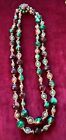 Vintage 1940s 3 Strand Resin and Crystal Multi Colored Necklace made in Japan21?