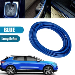 5M Blue Car Moulding Trim Strip Thread Sticker Decal Line Interior Accessories - Picture 1 of 6