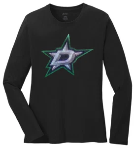 Women's Dallas Stars NHL Ladies Bling Long Sleeve T-shirt Shirt Bling S-4XL Tee - Picture 1 of 1