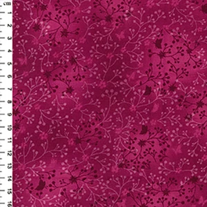 Cotton Blender Fabric - Burgundy Red Floral Butterfly - Craft Fabric Material - Picture 1 of 5