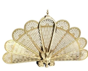 Vintage Gargoyle Griffin Brass Peacock Fireplace Screen 1920s Victorian Antique - Picture 1 of 11