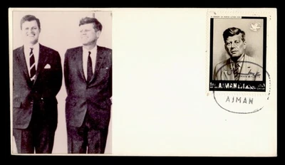 DR WHO 1968 AJMAN FDC JOHN F KENNEDY JFK HUMAN RIGHTS REAL PHOTO CACHET M56377 - Image 1 of 2
