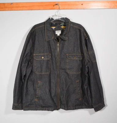 Vintage Duke Haband Cotton Dark Wash Denim Flannel Lined Zip Up Jean Jacket 4X - Image 1 of 4