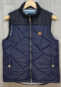 Roark Revival Vest Men's  Blue Full Zip Pockets Stripes Print Puffer Size Small - Picture 1 of 9