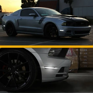 For 2010-2014 Ford Mustang Smoked Front LED Fender Side Marker Lamp Light LH &RH - Picture 1 of 13