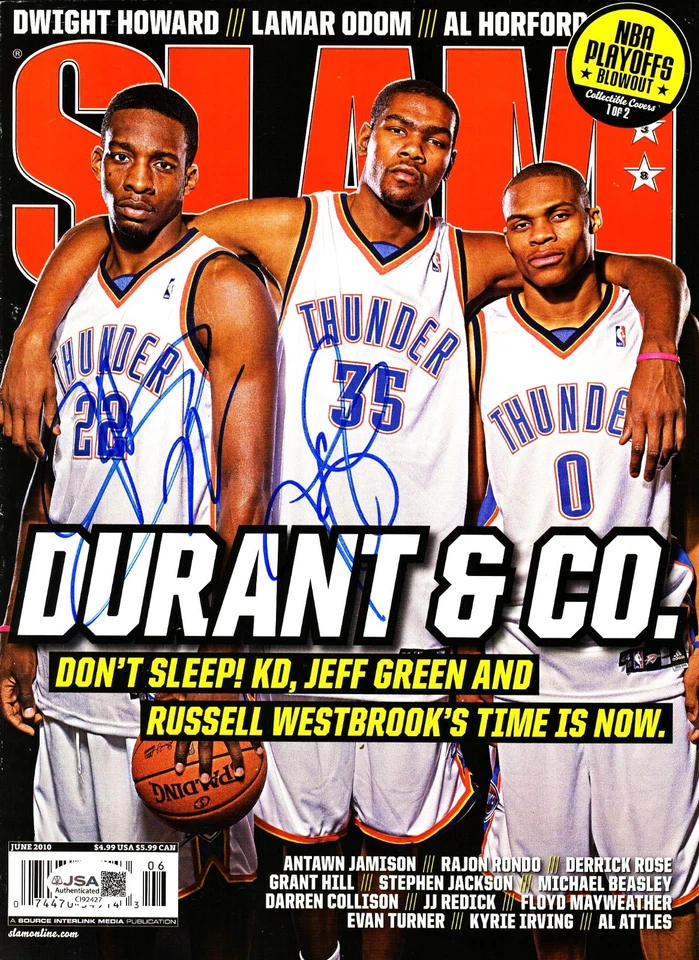 KEVIN DURANT & JEFF GREEN Signed June 2010 Slam Magazine JSA #CI92427 - Image 1 of 4