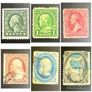 1864-1922 US Postage Stamps Washington Jackson Franklin 1 Cent-3 Cent Rare - Picture 1 of 2